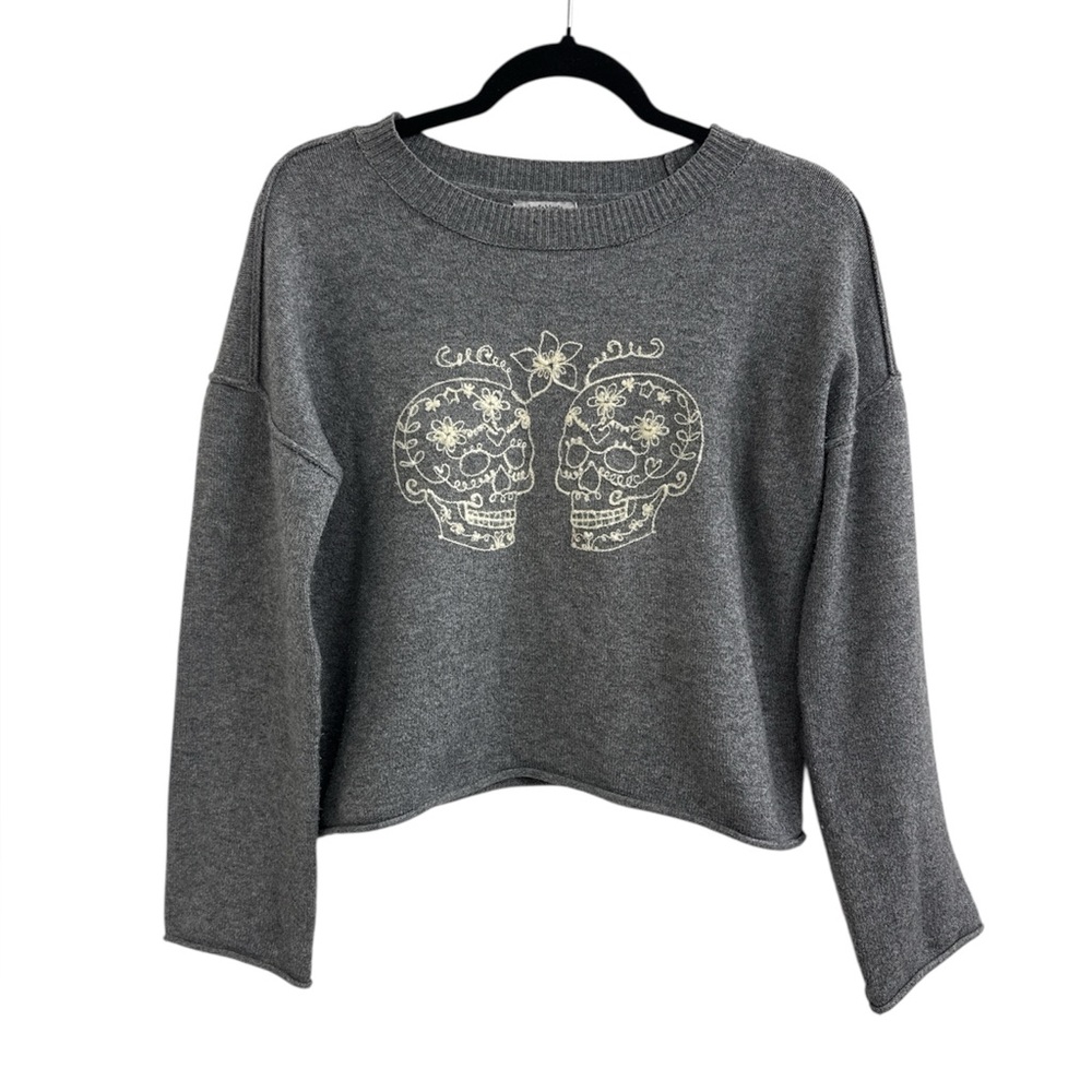 Haute Hippie Grey Embroidered Skull Sweatshirt Women’s Size Medium